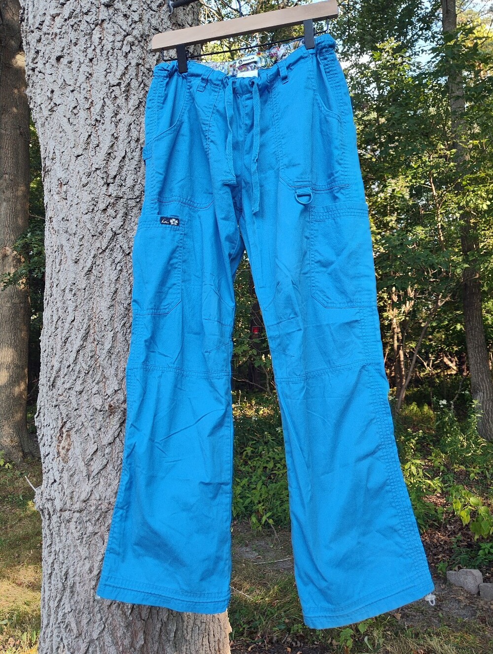 Koi Blue Sz Small Cargo Scrub Pants 701-R Lindsey Cotton Drawstring Women's